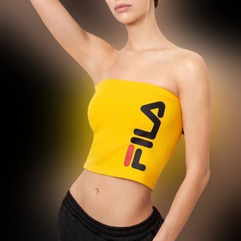 Fila red blue Fila logo yellow teodara bandeau tube top sexy sporty top XL NWOTs